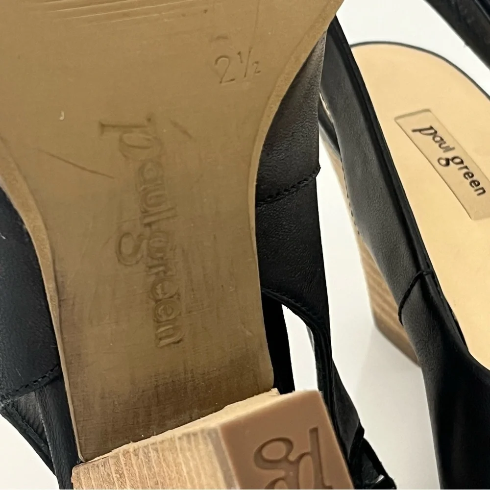 PAUL GREEN Savanah Slingback Peep Toe Leather Sandals in Black Women US 5 - Picture 12 of 13